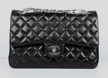 7A Fake Chanel 2.55 Quilted Flap Handbag A1112 Black with Silver Hardware